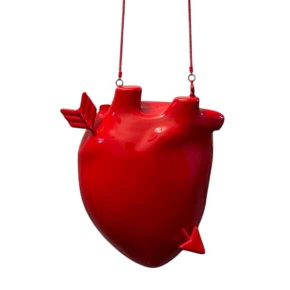 Zara Handbags - Zara Red Glossy Heart Hard Case Crossbody Bag Never Used